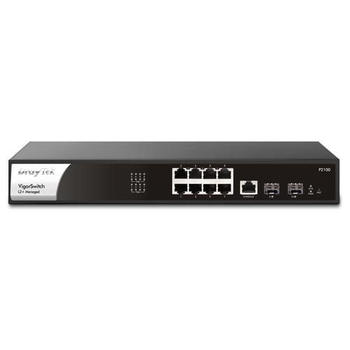 DrayTek P2100 Managed L2+/L3 Gigabit Ethernet (10/100/1000) Power over Ethernet (PoE) 1U Black Silver