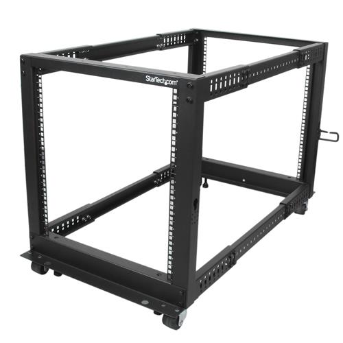 StarTech.com 12U 4-Post Server Rack 19in Open Frame Rack with 40in (101cm) Mounting Depth and 1200lb (544kg) Weight Capacity Mobile or Floor Mount IT Rack