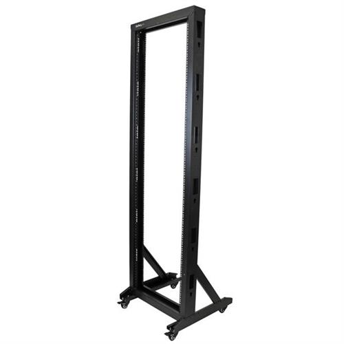 StarTech.com 42U 2-Post Open Frame Server Rack 19in Rolling IT Rack with 661lb (300kg) Weight Capacity Space-Saving Floor-Standing Network Rack Freestanding rack 42U 300 kg Castor wheels 22.5 kg Black
