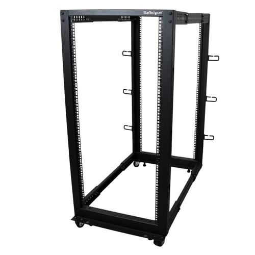 StarTech.com 25U 4-Post Server Rack 19in Open Frame Rack with 40in (101cm) Mounting Depth and 1200lb (544kg) Weight Capacity Mobile or Floor Mount IT Rack
