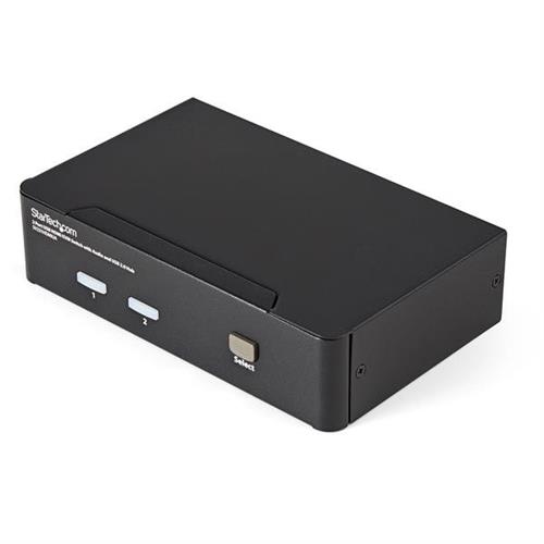 StarTech.com 2 Port USB HDMI KVM Switch with Audio and USB 2.0 Hub - TAA 1920 x 1200 pixels Full HD 18 W Black