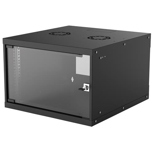 Intellinet 19" Network Cabinet - Wall Mount (Basic) 6U 560mm Deep Black Flatpack Max 50kg Usable Depth 500mm Glass Door Rack Parts for wall installation (eg screws and rawl plugs) not included