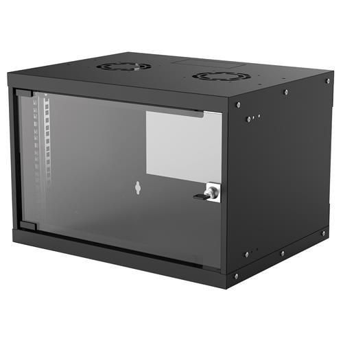 Intellinet 19" Network Cabinet - Wall Mount (Basic) 6U 400mm Deep Black Flatpack Max 50kg Usable Depth 340mm Glass Door Rack Parts for wall installation (eg screws and rawl plugs) not included