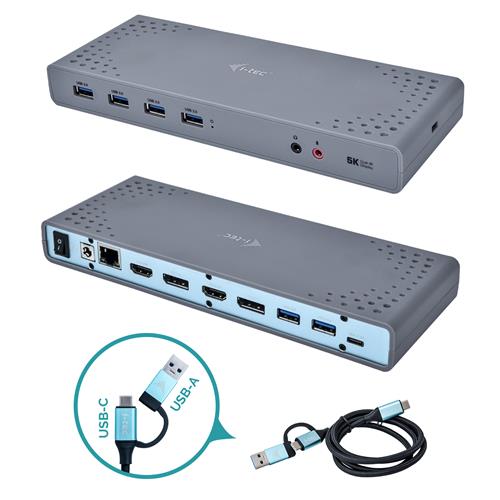i-tec USB 3.0 / USB-C / Thunderbolt 3 Dual Display Docking Station Wired USB 3.2 Gen 1 (3.1 Gen 1) Type-C 3.5 mm USB Type-A USB Type-C 101001000 Mbit/s Black Turquoise
