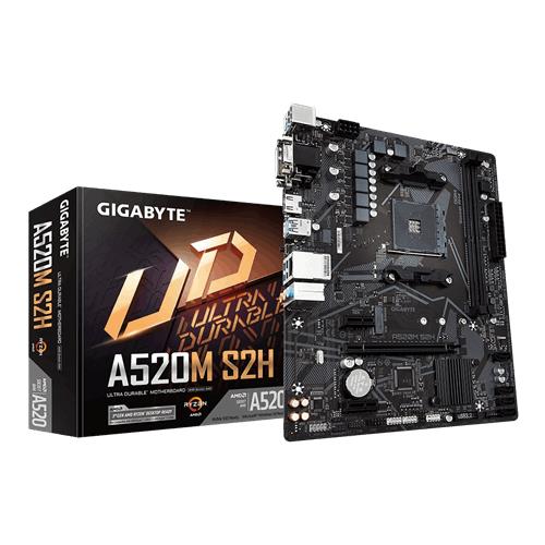 GIGABYTE A520M S2H Motherboard - Supports AMD Ryzen 5000 Series AM4 CPUs 4+3 Phases Pure Digital VRM up to 5100MHz DDR4 (OC) PCIe 3.0 x4 M.2 GbE LAN USB 3.2 Gen 1