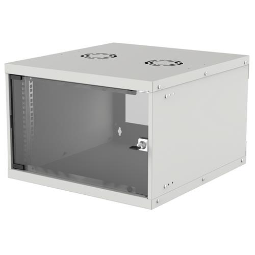 Intellinet 19" Network Cabinet - Wall Mount (Basic) 6U 400mm Deep Grey Flatpack Max 50kg Usable Depth 340mm Glass Door Rack Parts for wall installation (eg screws and rawl plugs) not included