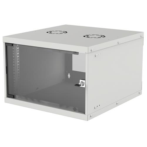 Intellinet 19" Network Cabinet - Wall Mount (Basic) 6U 560mm Deep Grey Flatpack Max 50kg Usable Depth 500mm Glass Door Rack Parts for wall installation (eg screws and rawl plugs) not included
