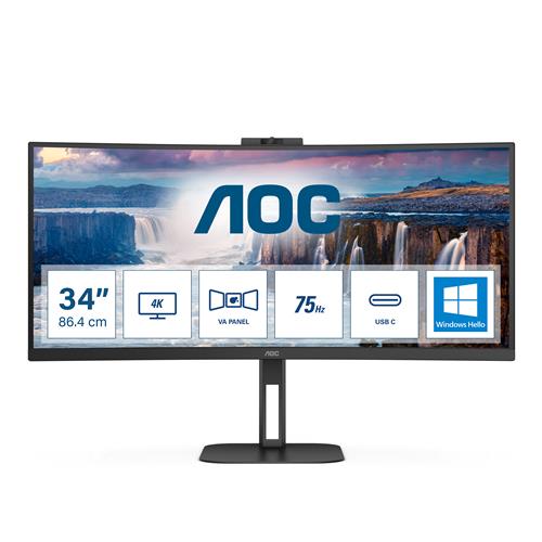 AOC V5 CU34V5CW computer monitor 86.4 cm (34") 3440 x 1440 pixels Wide Quad HD LED Black