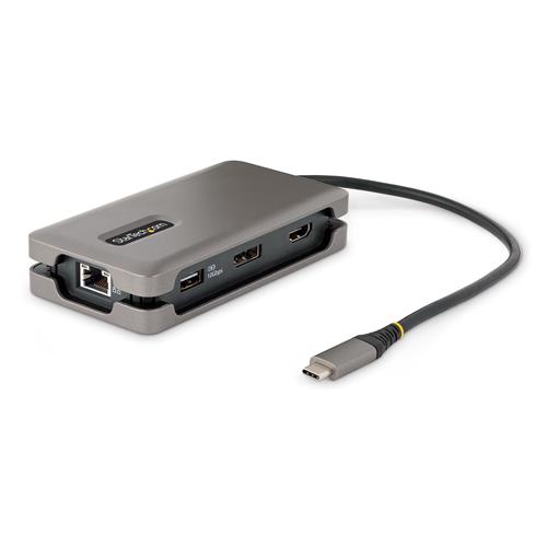 StarTech.com USB-C Multiport Adapter - 4K 60Hz HDMI/DP - 3-Port USB Hub - 100W Power Delivery Pass-Through - GbE - Travel Mini Docking Station w/ Charging - 1ft/30cm Wrap-Around Cable Wired USB 3.2 Gen 2 (3.1 Gen 2) Type-C 100 W 2.0b 101001000