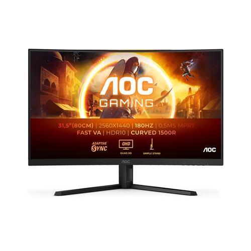AOC G4 CQ32G4VE computer monitor 80 cm (31.5") 2560 x 1440 pixels Quad HD LCD Black Grey