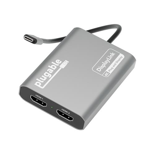 Plugable Technologies USB C to HDMI Adapter Dual Monitor 4K 60Hz for Apple Mac M1/M2/M3 DisplayLink Multiple Displays for Thunderbolt Macbook or iMac Driver Required (USBC-6950M) 3.2 Gen 1 (3.1 Gen 1) USB Type-C HDMI output 3840 x 2160 pixels