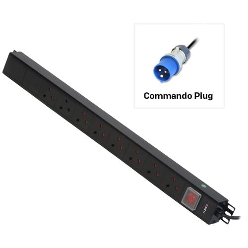 Lindy 8 Way UK Mains Sockets Vertical PDU with Commando Plug