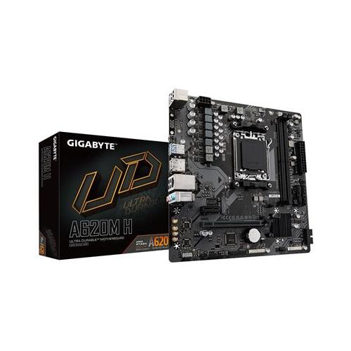 GIGABYTE A620M H Motherboard - Supports AMD Ryzen 8000 CPUs 5+2+2 Phases Digital VRM up to 7200MHz DDR5 (OC) 1xPCIe 4.0 M.2 GbE LAN USB 3.2 Gen 1 AMD Socket AM5 AMD Ryzen 7000 Series Socket AM5 96 GB DDR5-SDRAM