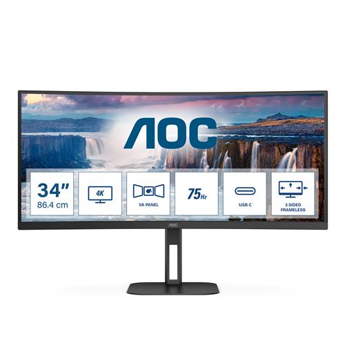 AOC V5 CU34V5C/BK computer monitor 86.4 cm (34") 3440 x 1440 pixels Wide Quad HD LED Black