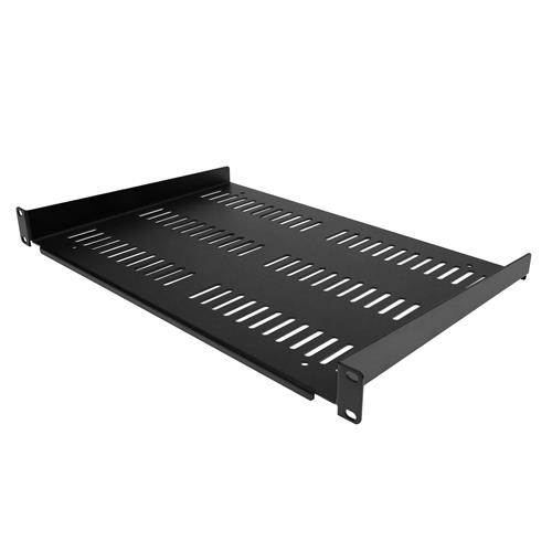 StarTech.com 1U Server Rack Shelf - Universal Vented Rack Mount Cantilever Tray for 19" Network Equipment Rack & Cabinet - Durable Design - Weight Capacity 55lb/25kg - 12" Deep Shelf Black
