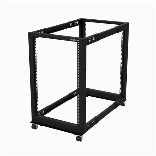 StarTech.com 18U 4-Post Server Rack 19in Open Frame Rack with 40in (101cm) Mounting Depth and 1200lb (544kg) Weight Capacity Mobile or Floor Mount IT Rack