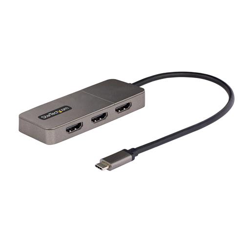StarTech.com 3-Port USB-C Multi-Monitor Adapter USB Type-C to 3x HDMI MST Hub Triple 4K 60Hz HDMI Laptop Display Extender / Splitter HDR Extra-Long Built-In Cable - Windows Only